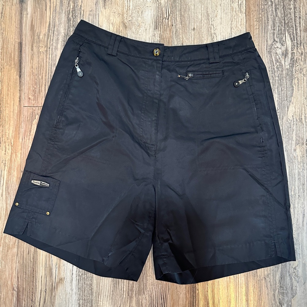 Jamie Sadock Womens Black Golf Shorts Size 10 Nylon Cotton Cargo Pockets Active